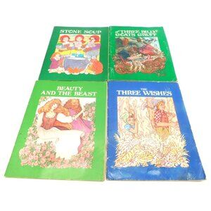 4 Vintage Troll Associate Storybook and Vinyl Record Beauty and Beast Stone Soup